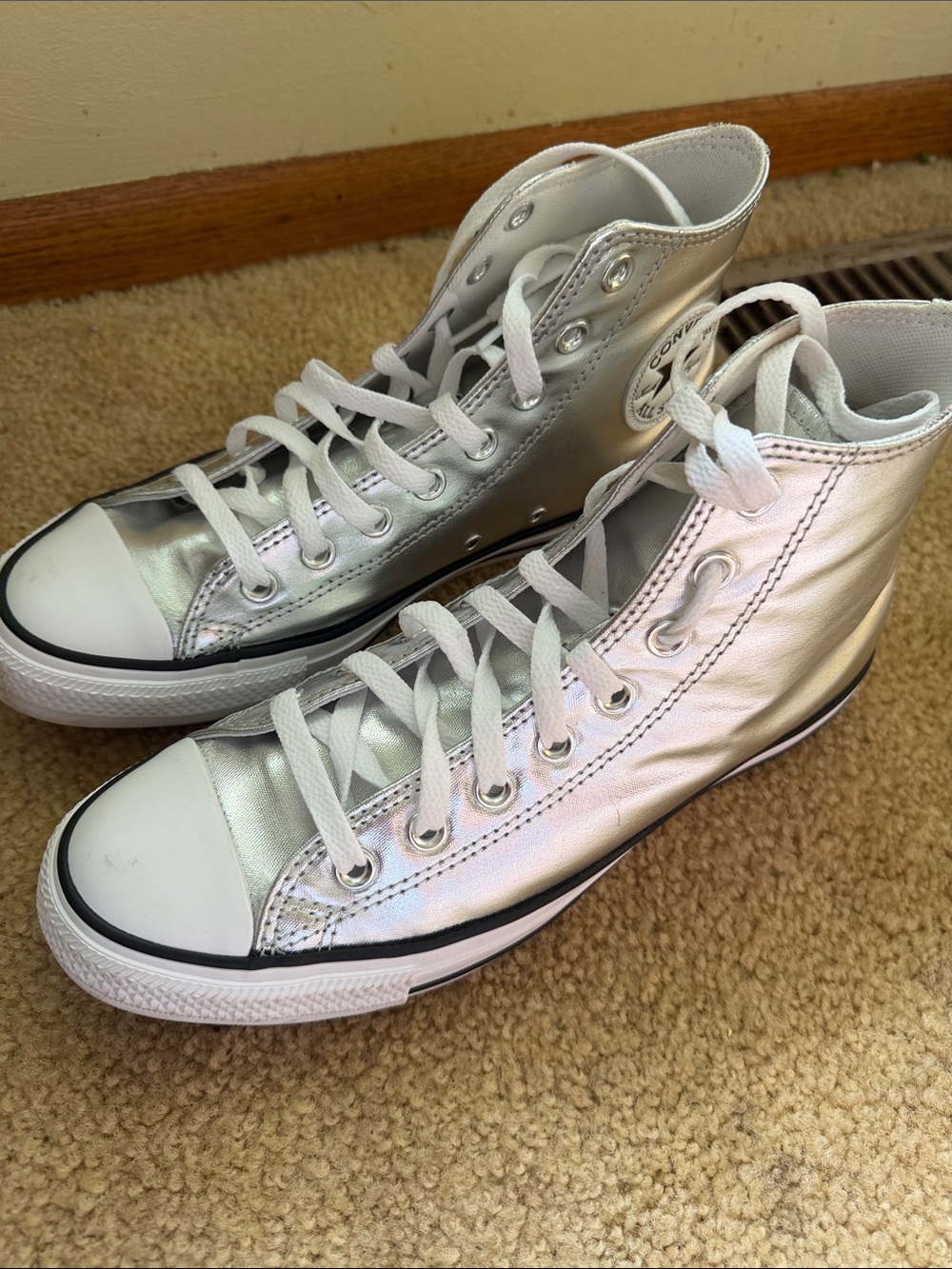 Converse Metallic Silver High-Top Sneakers - Picture 2 of 7